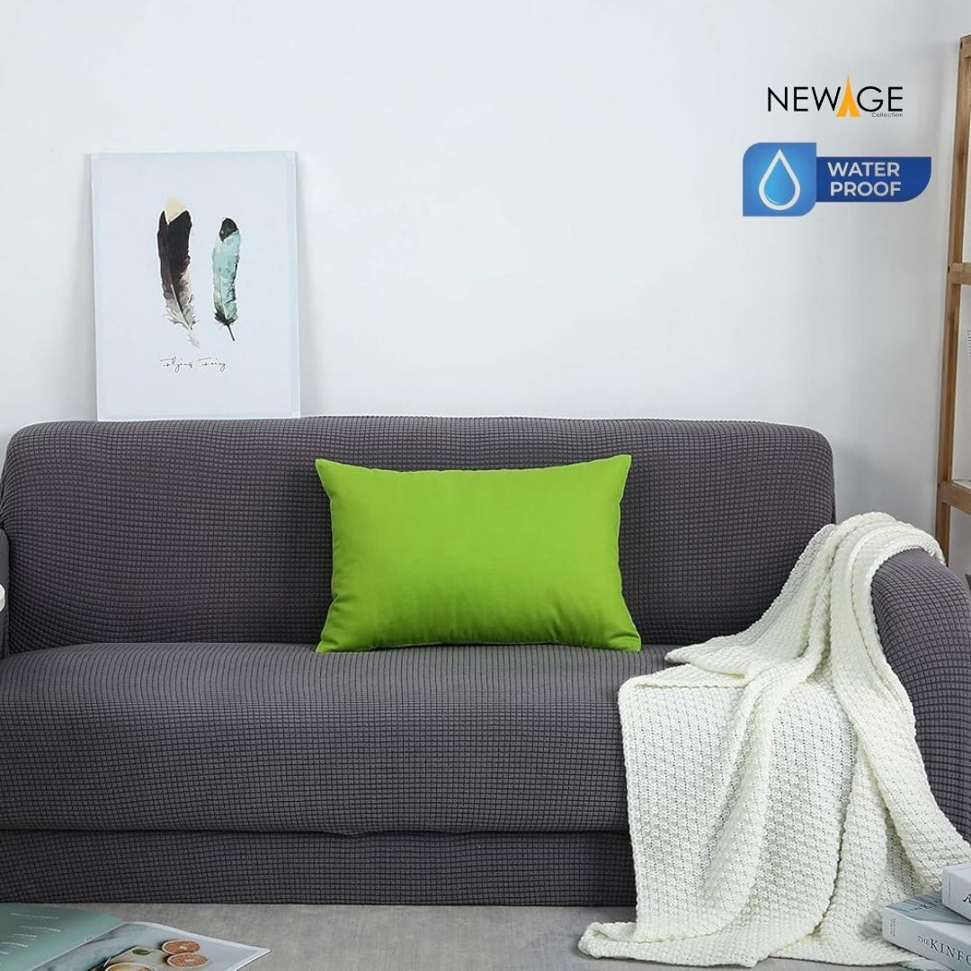 Pack of 2 - 100% Waterproof Cotton PC Pillow Covers 19"x 29" in Lime Green