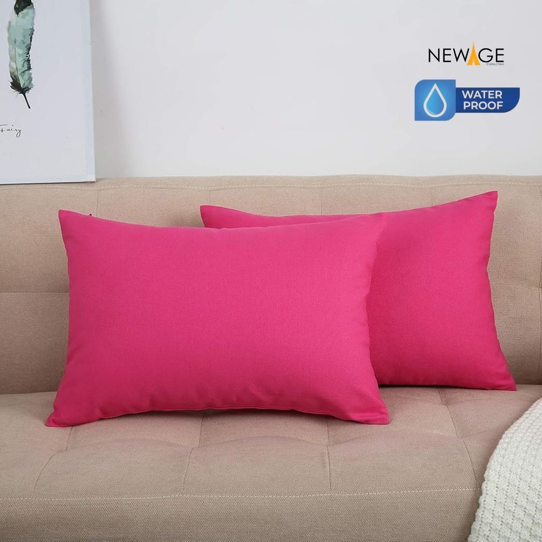 Pack of 2 - 100% Waterproof Cotton PC Pillow Covers 19"x 29" in Pink