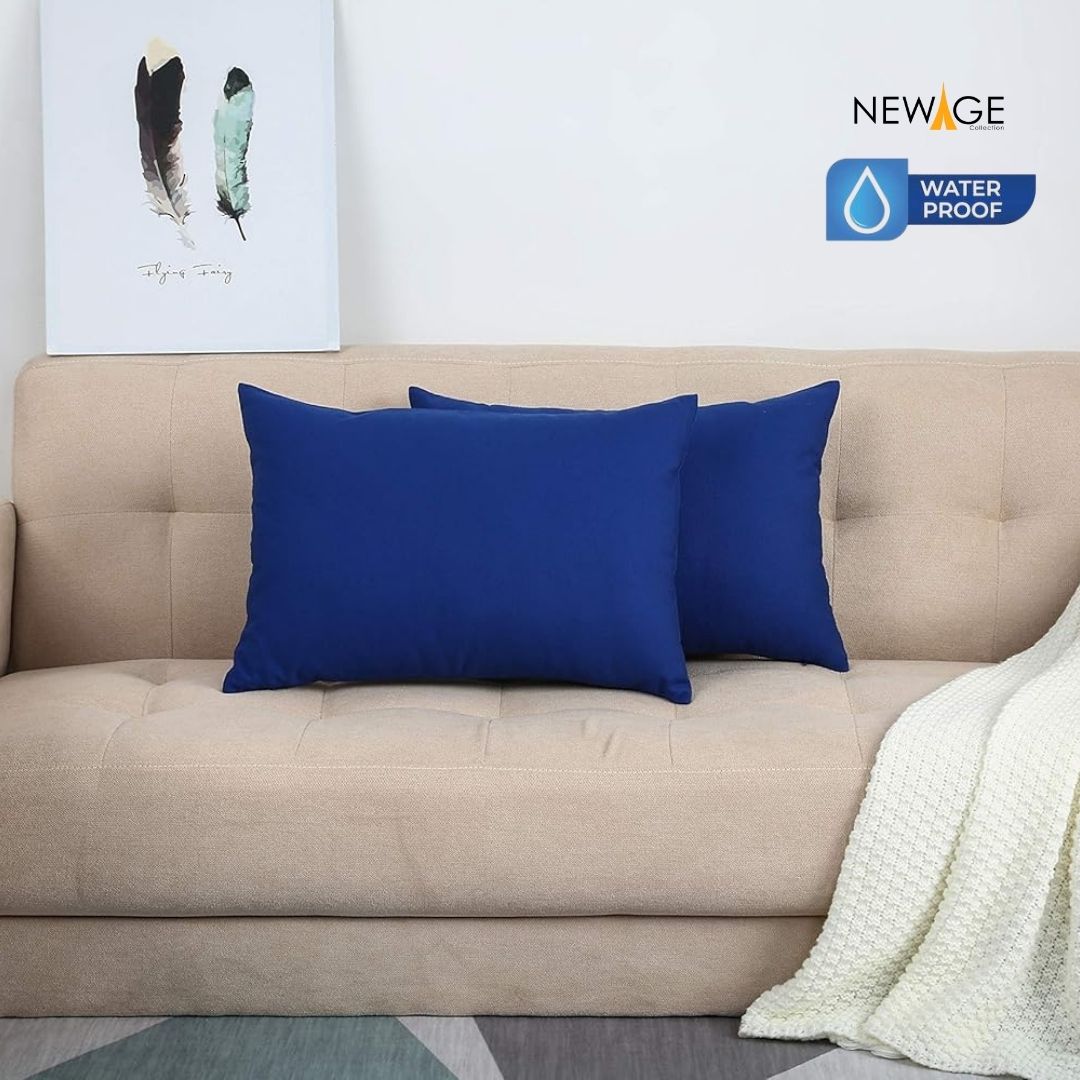 Pack of 2 - 100% Waterproof Cotton PC Pillow Covers 19"x 29" in Royal Blue