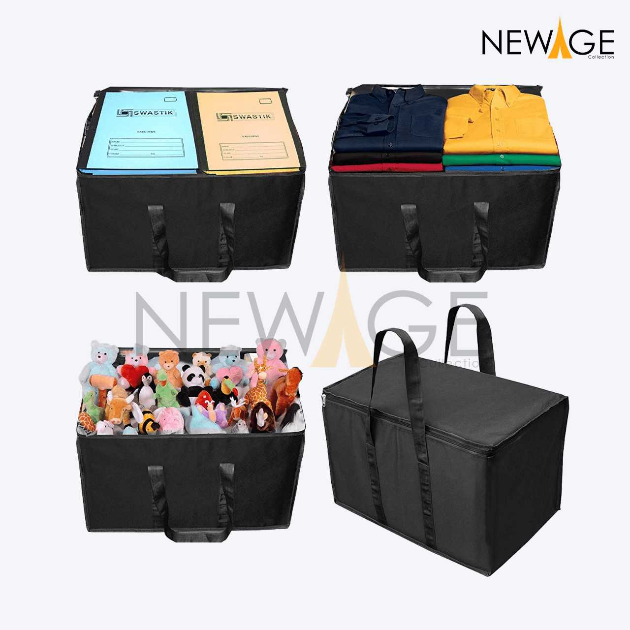 100% Waterproof 16" x 14" Rectangular Shape Storage Bag Household Supplies Storage Black