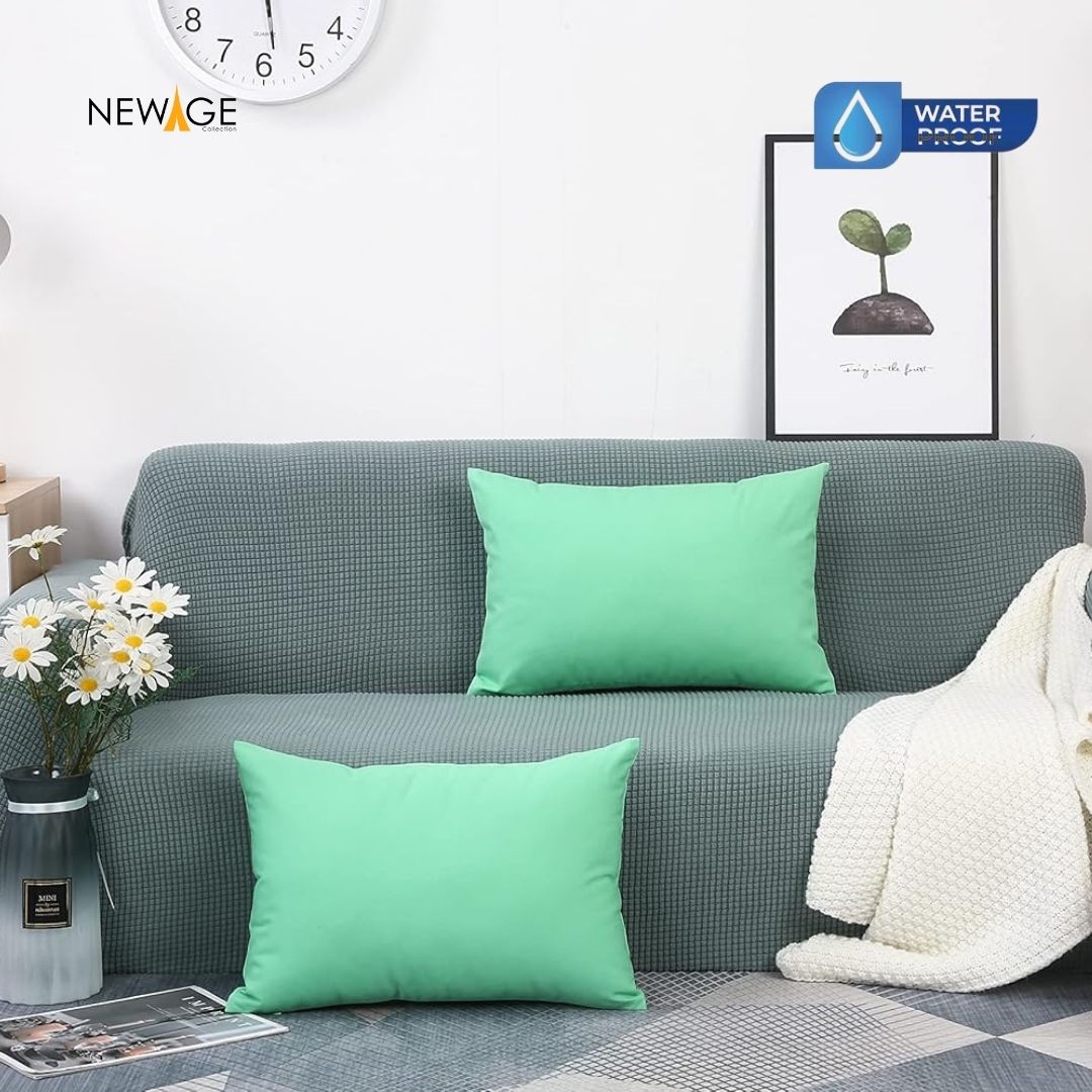 Pack of 2 - 100% Waterproof Cotton PC Pillow Covers 19"x 29" in Sea Green