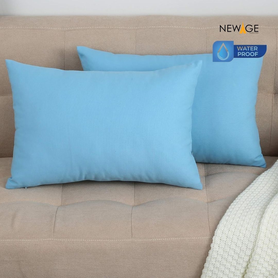 Pack of 2 - 100% Waterproof Cotton PC Pillow Covers 19"x 29" in Sky Blue