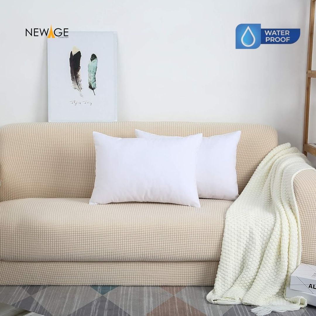 Pack of 2 - 100% Waterproof Cotton PC Pillow Covers 19"x 29" in White