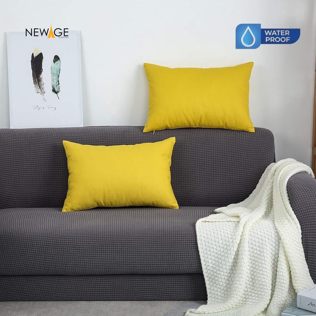 Pack of 2 - 100% Waterproof Cotton PC Pillow Covers 19"x 29" in Yellow