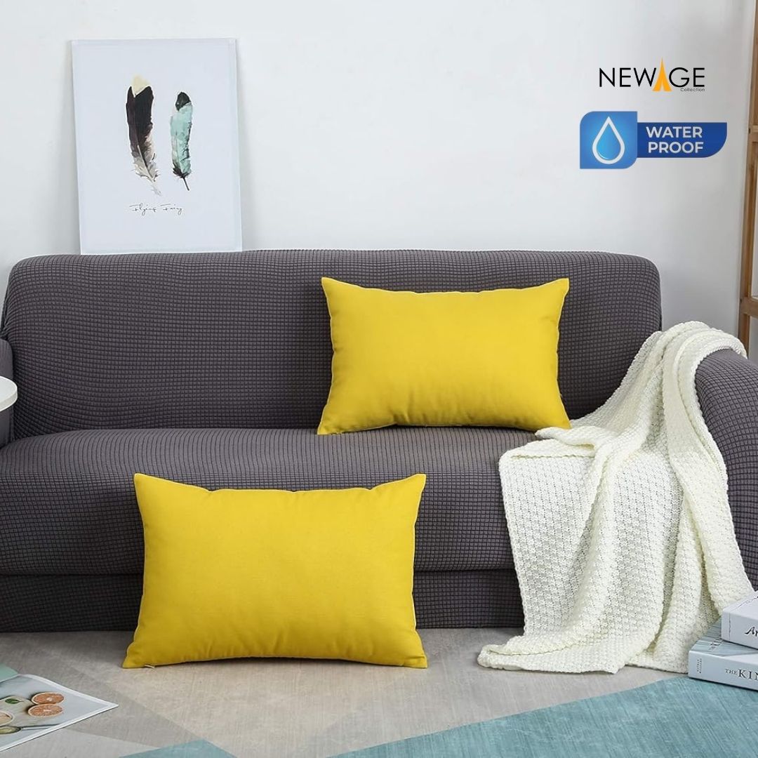 Pack of 2 - 100% Waterproof Cotton PC Pillow Covers 19"x 29" in Yellow