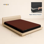 Zipper Mattress Protector Imported Cotton-Polyester 100% Waterproof Fabric in Dark Red